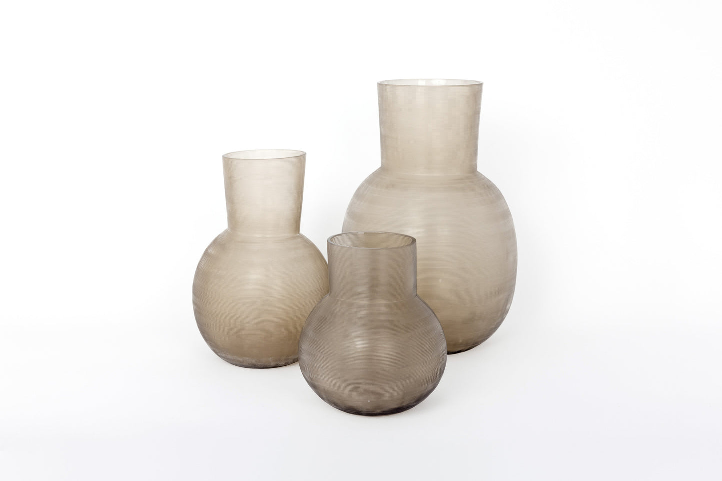 Contemporary Smoke Grey Mouthblown Bud Glass Vase - Medium