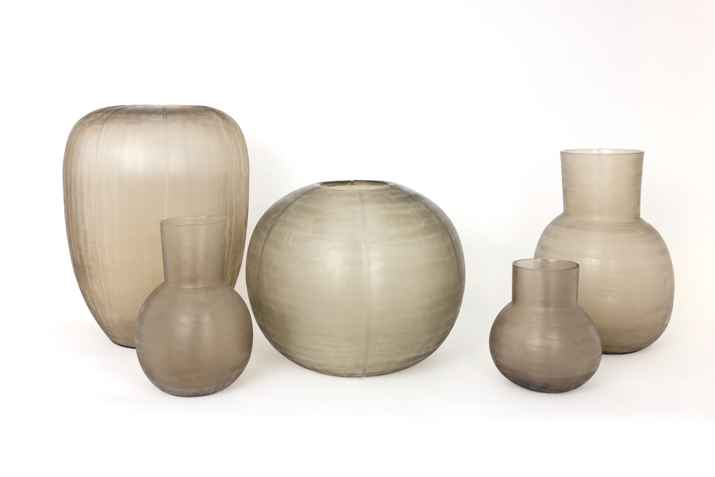 Contemporary Smoke Grey Mouthblown Vase - Round