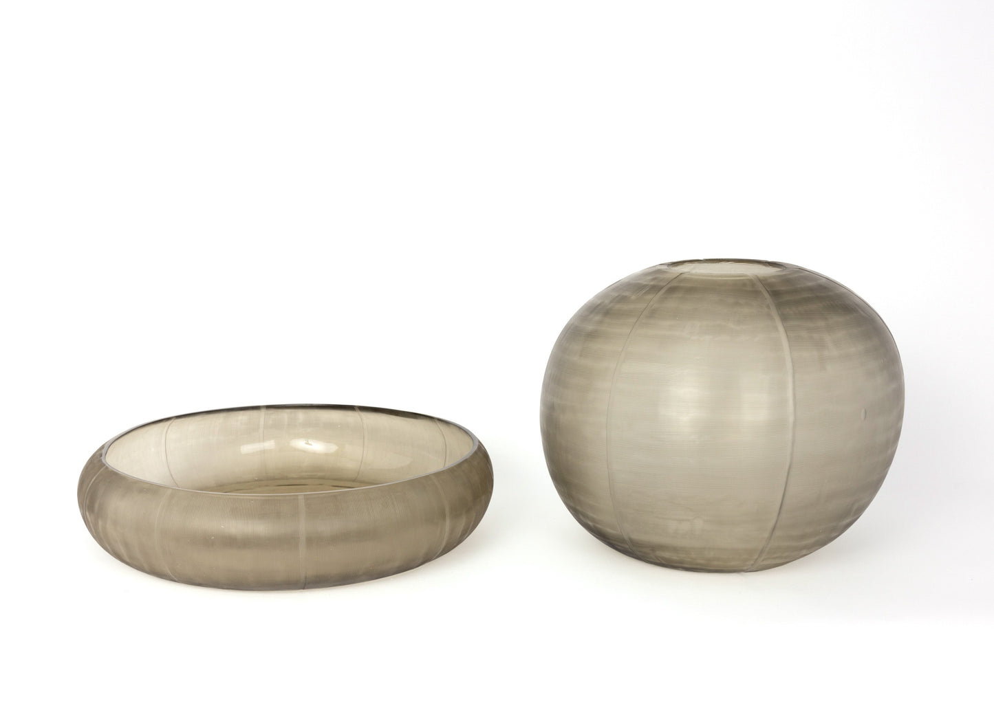 Contemporary Smoke Grey Mouthblown Vase - Round