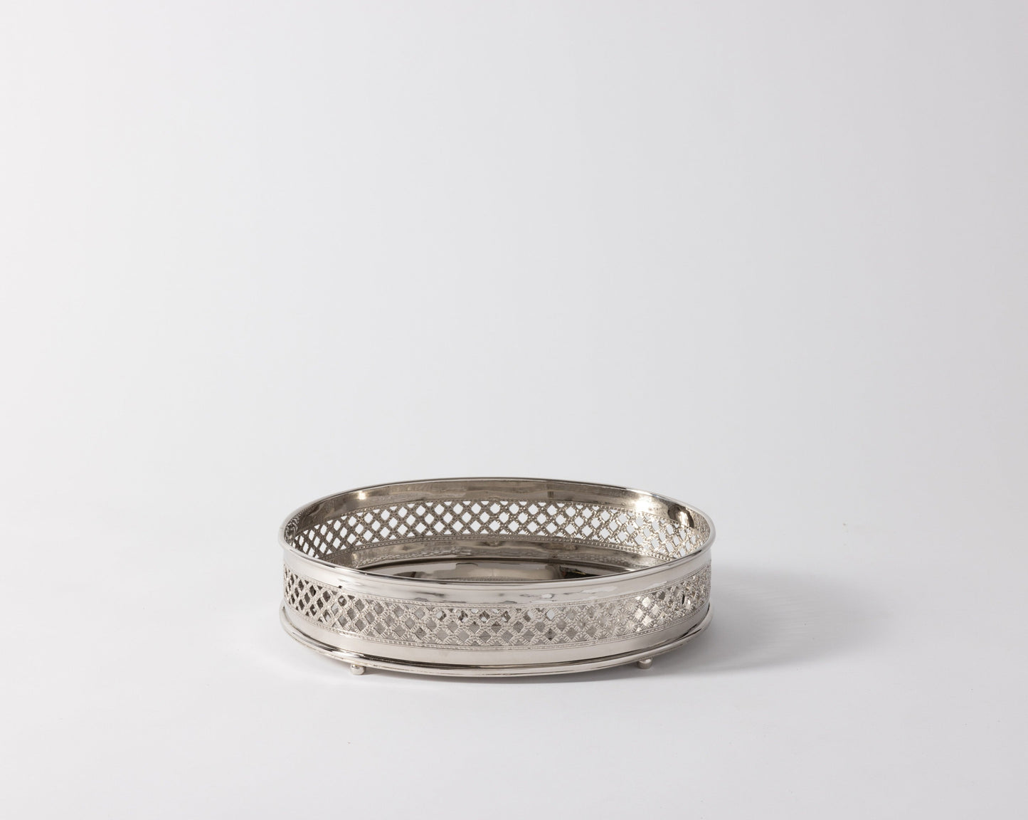 Decorative Tray in Brass with Nickel Finish - Oval
