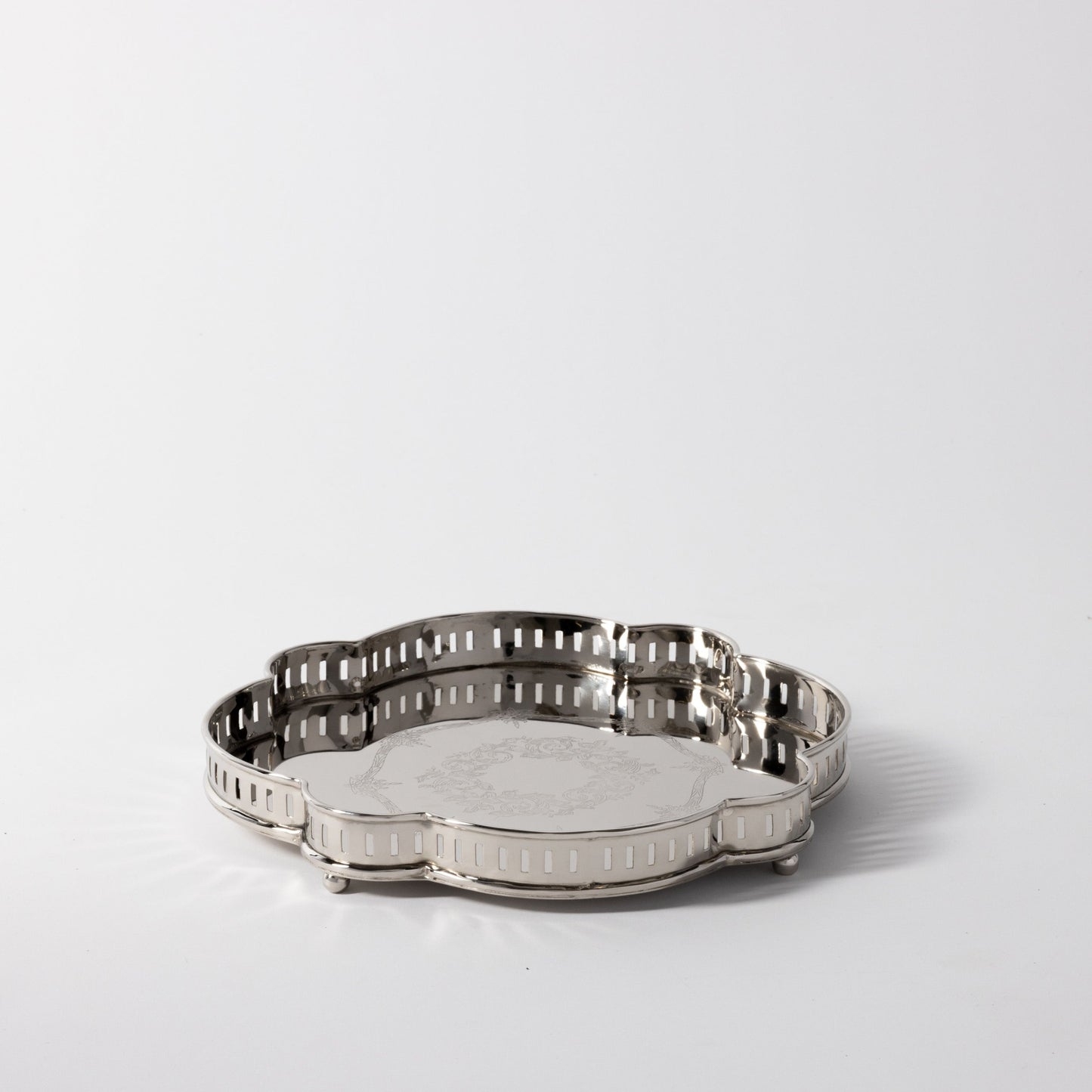 Decorative Tray in Brass with Nickel Finish - Small