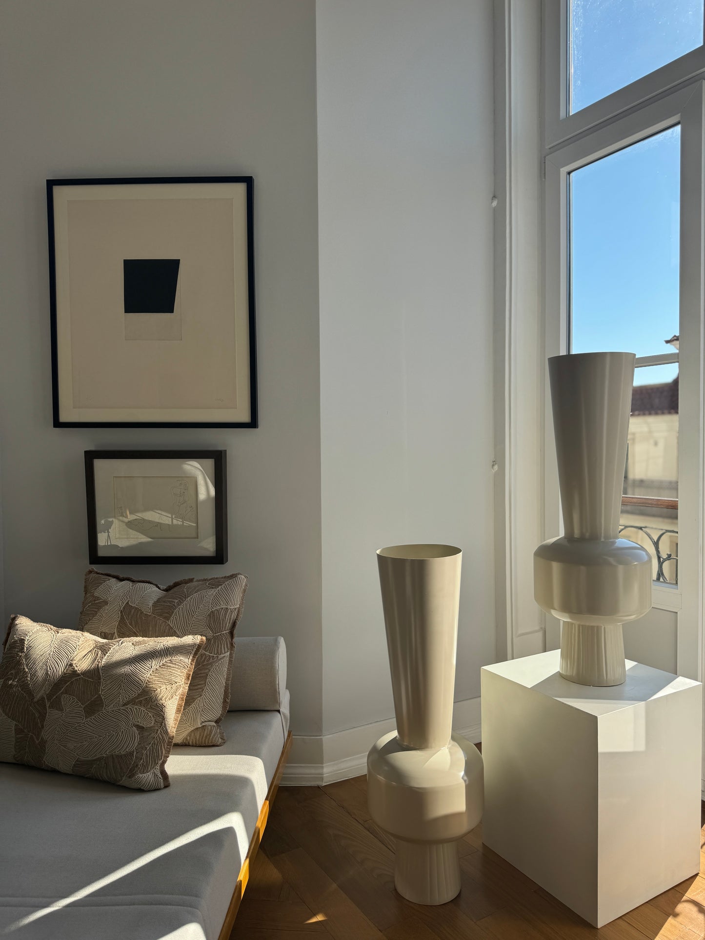 Tall Iron Vase - Ivory