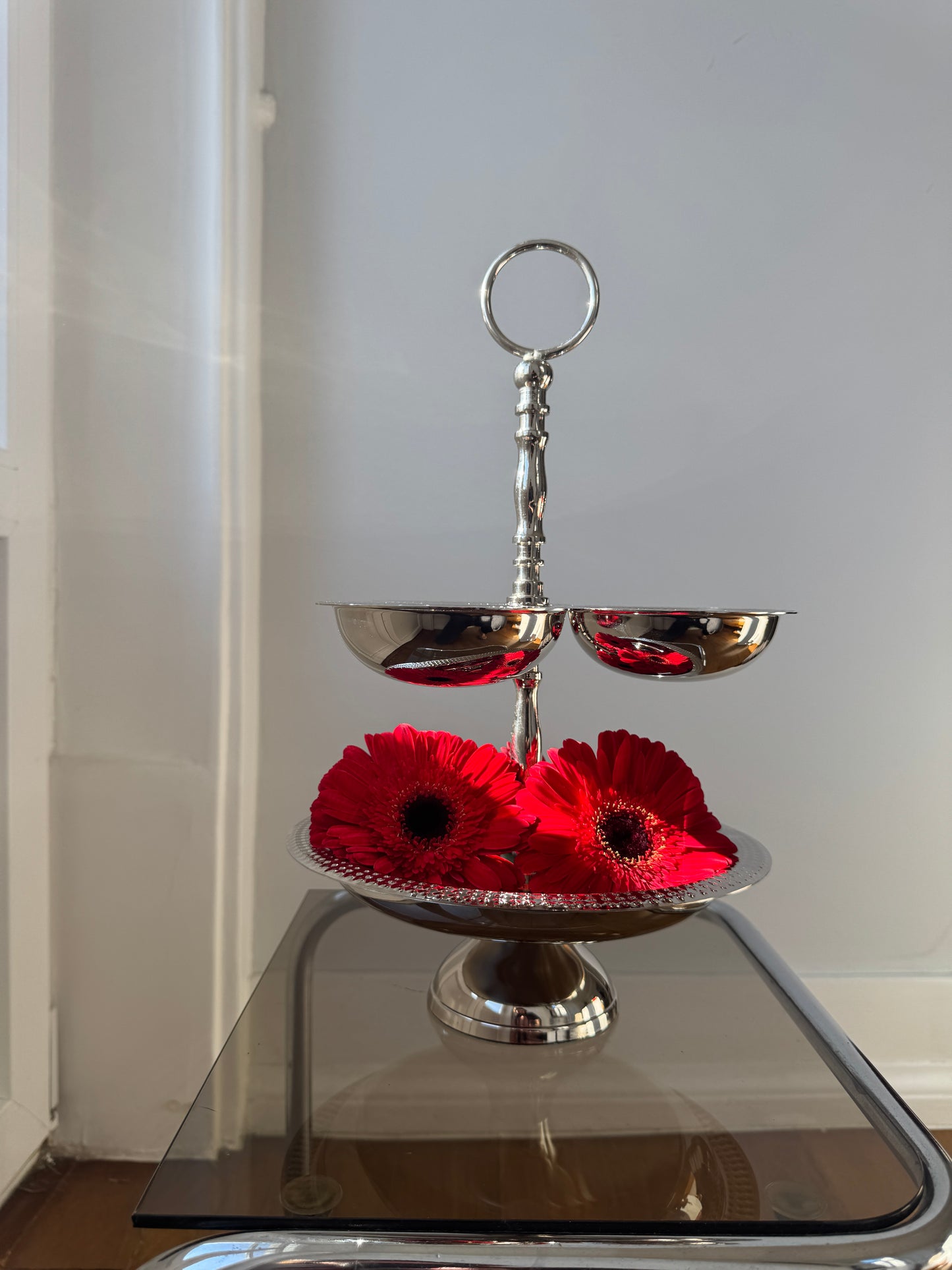 2-Tier Etagere in Nickel-Plated Aluminum
