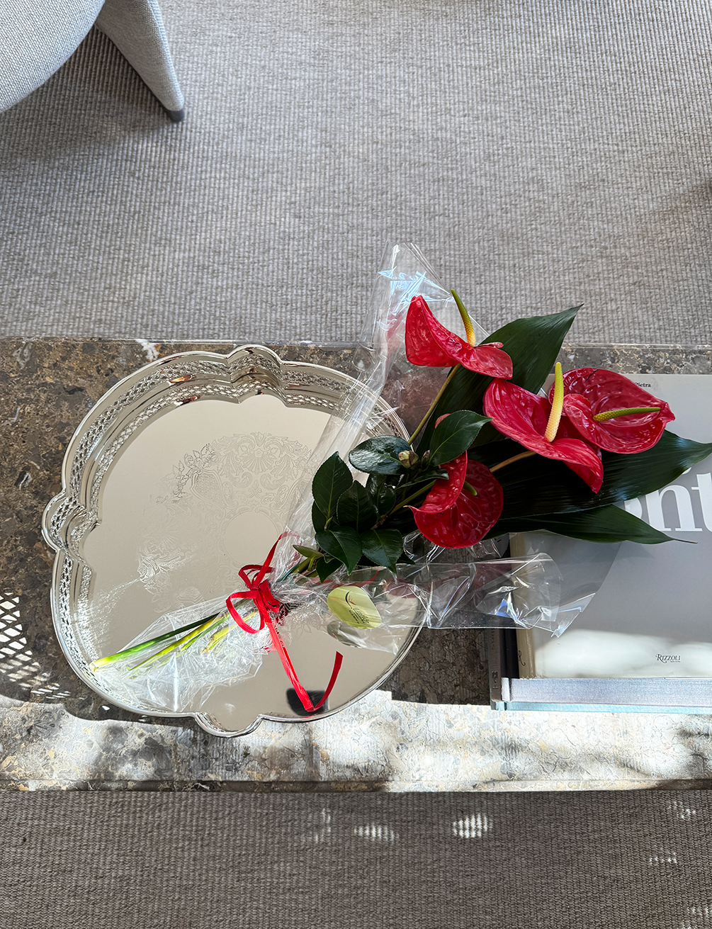 Decorative Tray in Brass with Nickel Finish - Medium