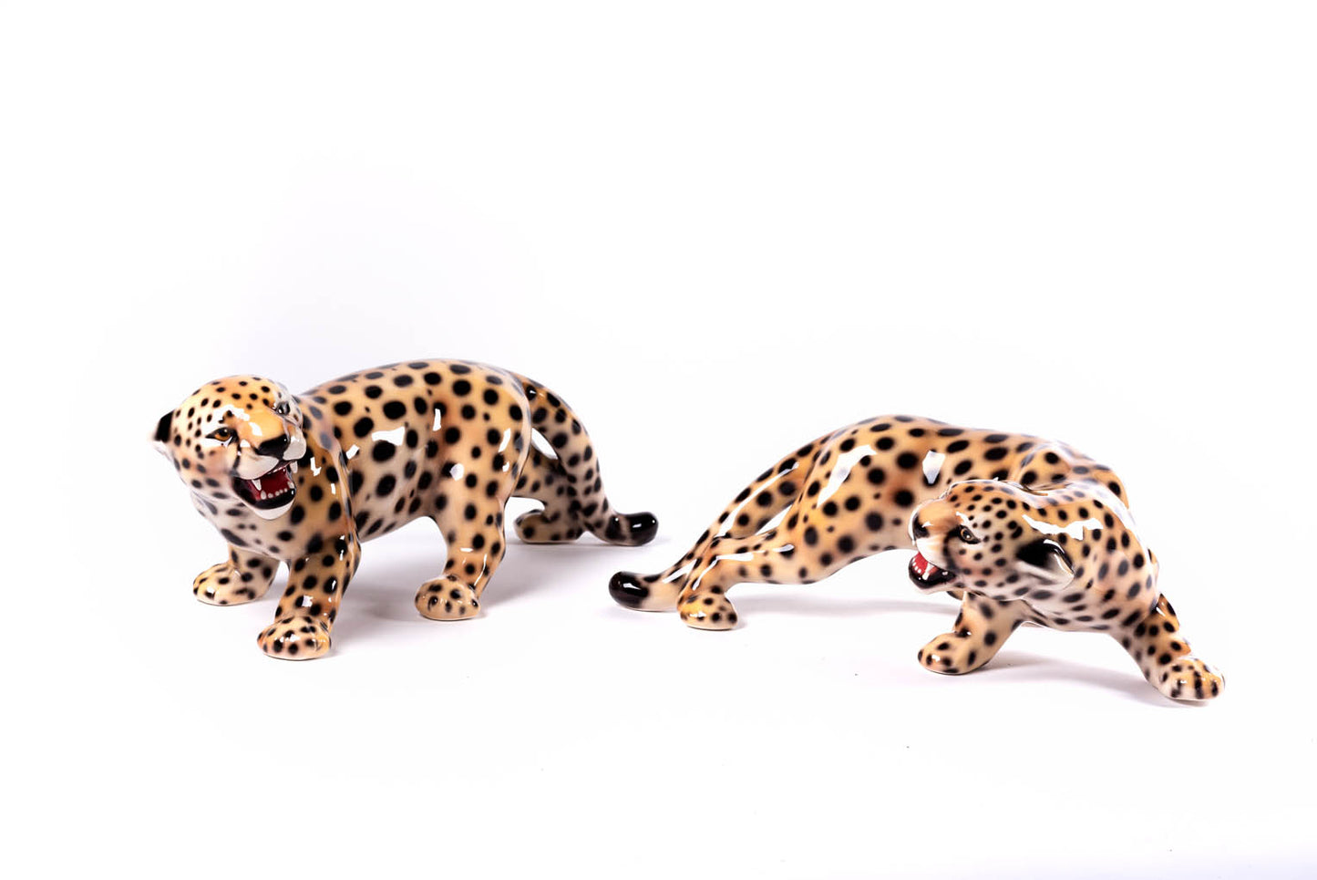 Handmade Ceramic Cheetah Figurines - Set of 2