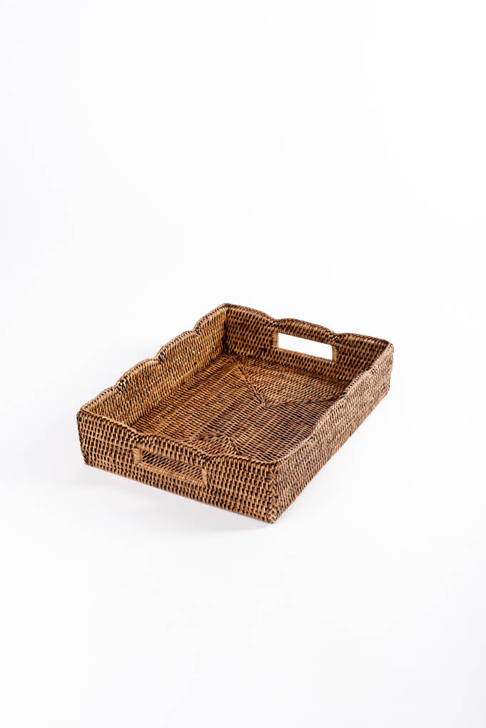 Natural Rattan Lace Tray - Medium