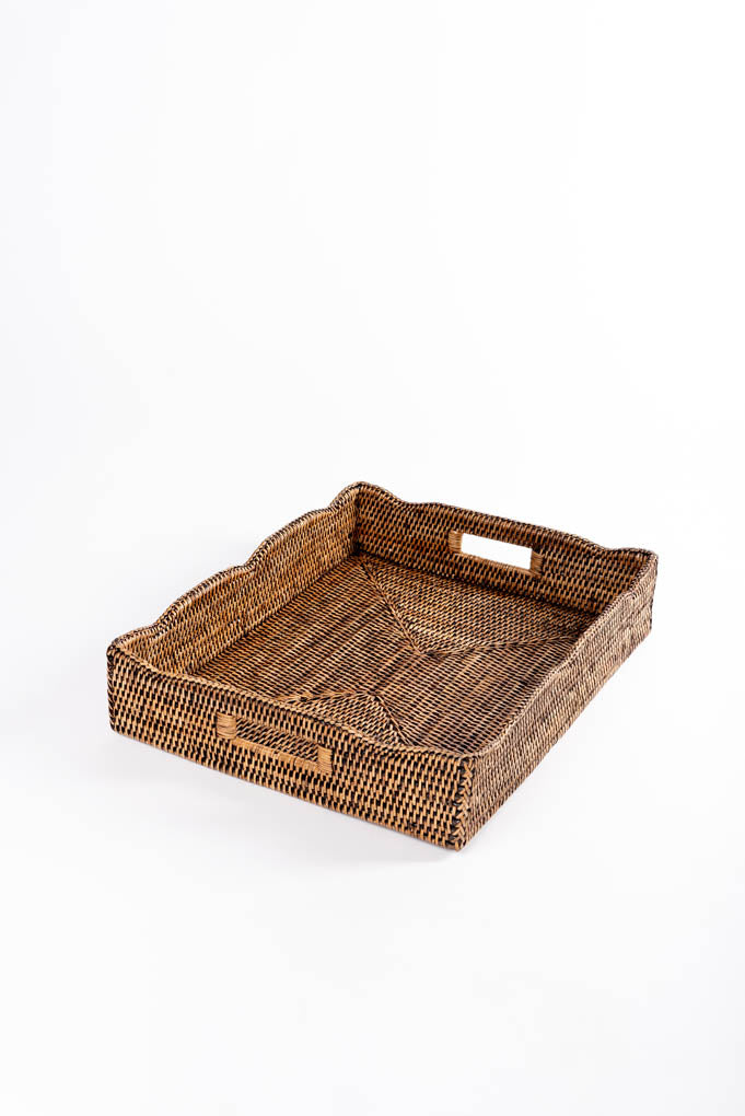 Natural Rattan Lace Tray - Large