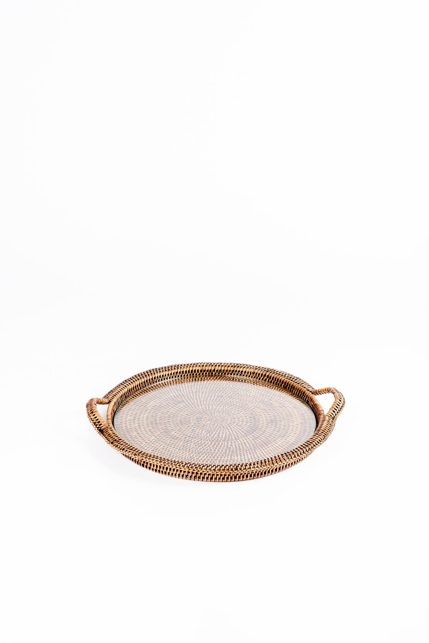 Natural Rattan Round Cheese Tray With Handles