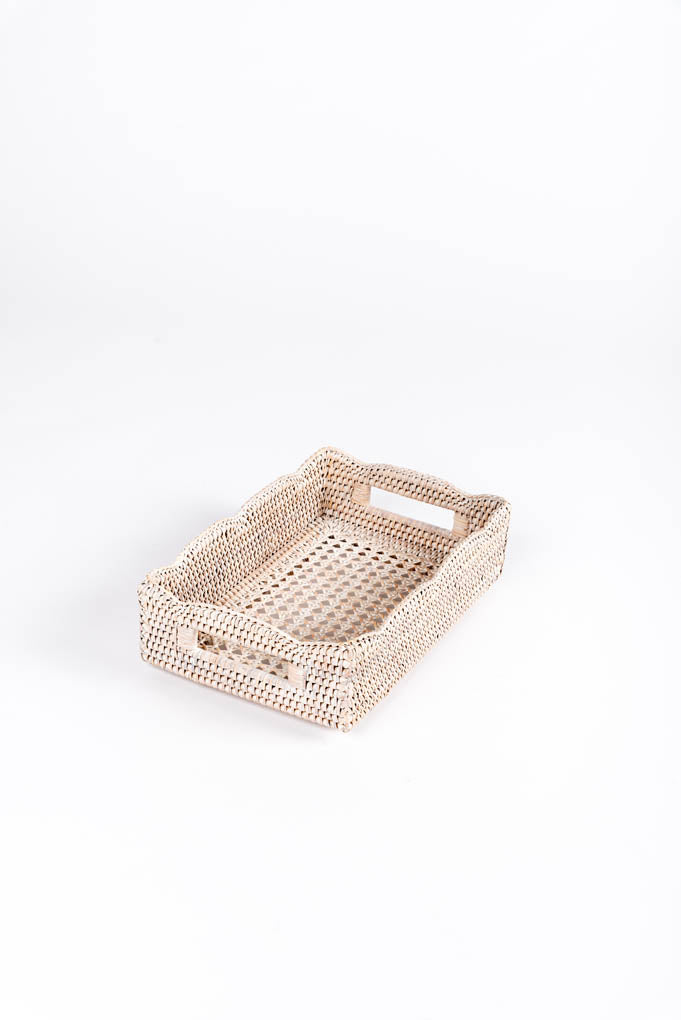 White Rattan Lace Tray - Small