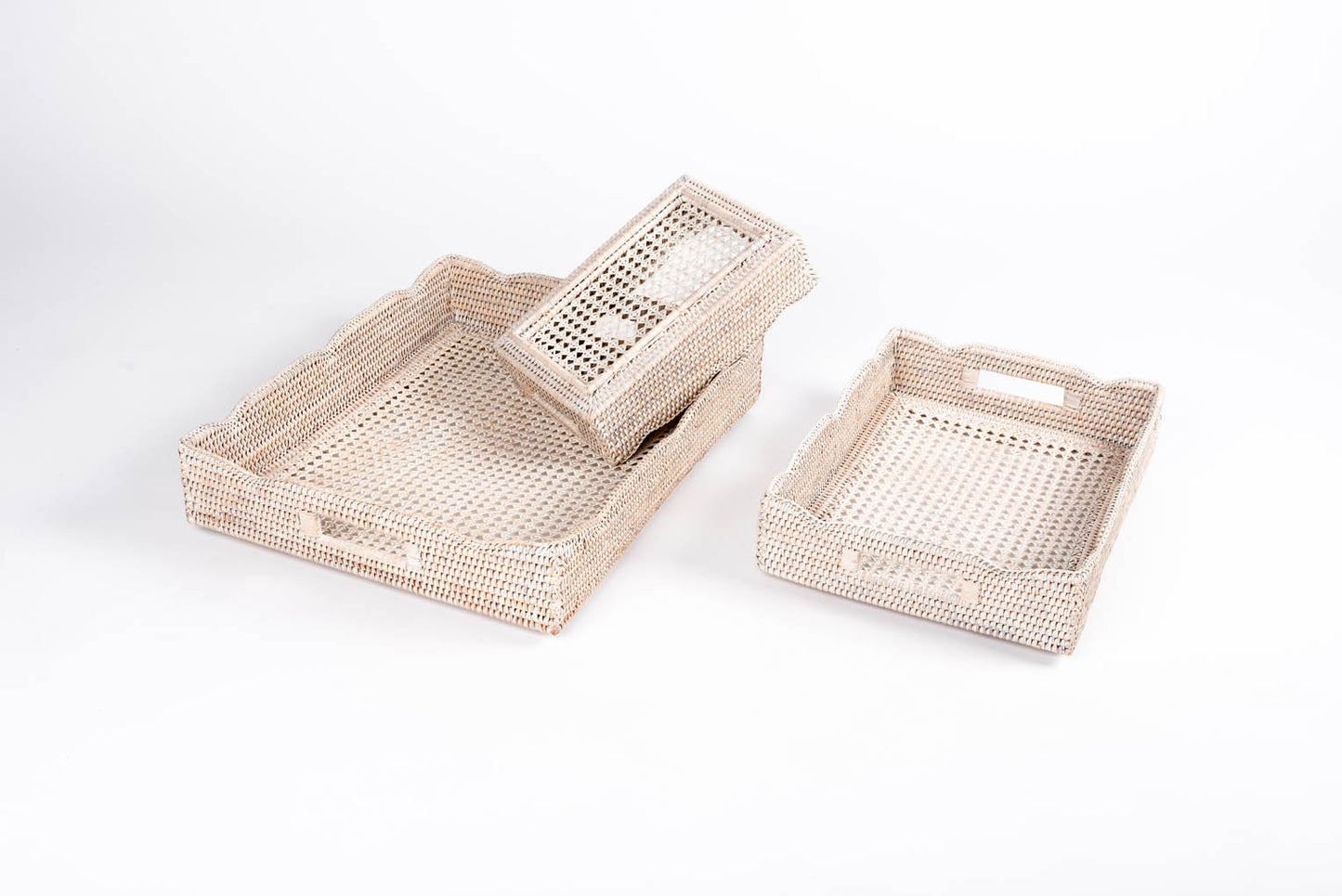 White Rattan Lace Tray - Large