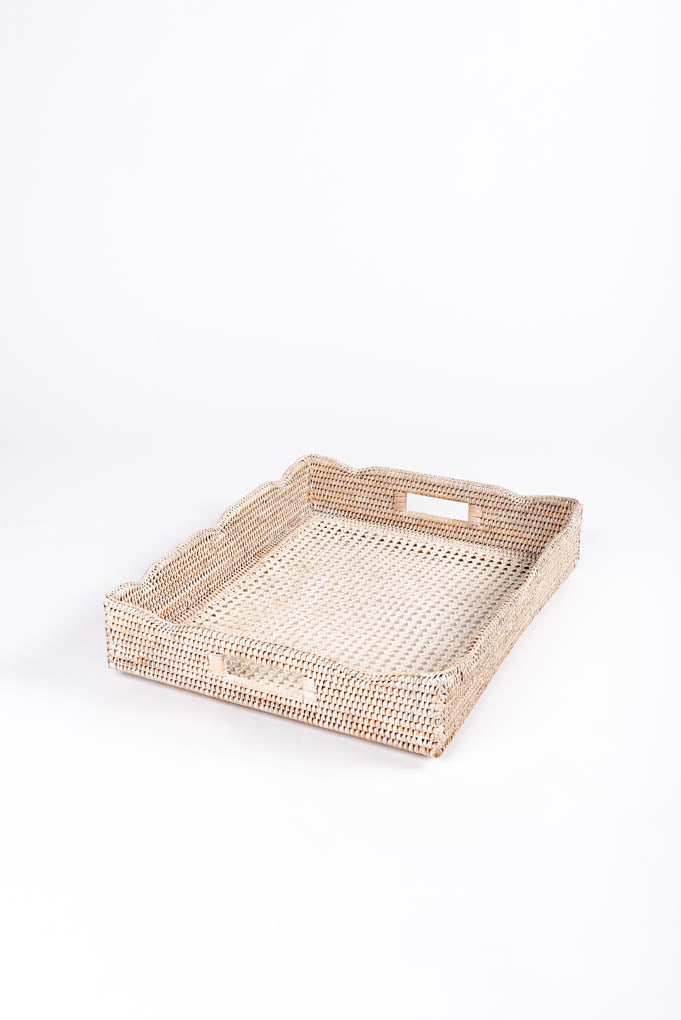 White Rattan Lace Tray - Large