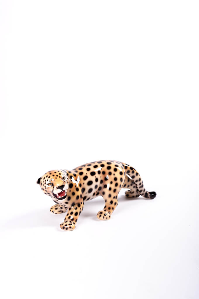 Handmade Ceramic Cheetah Figurines - Set of 2