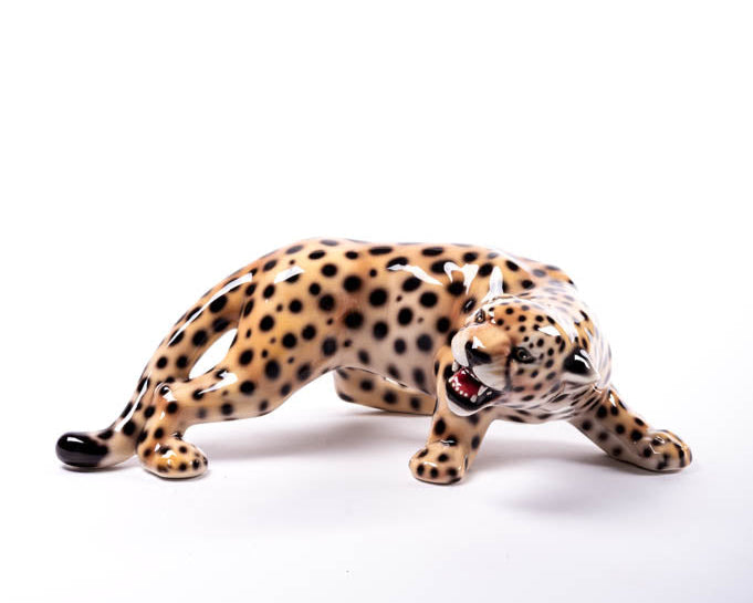 Handmade Ceramic Cheetah Figurines - Set of 2