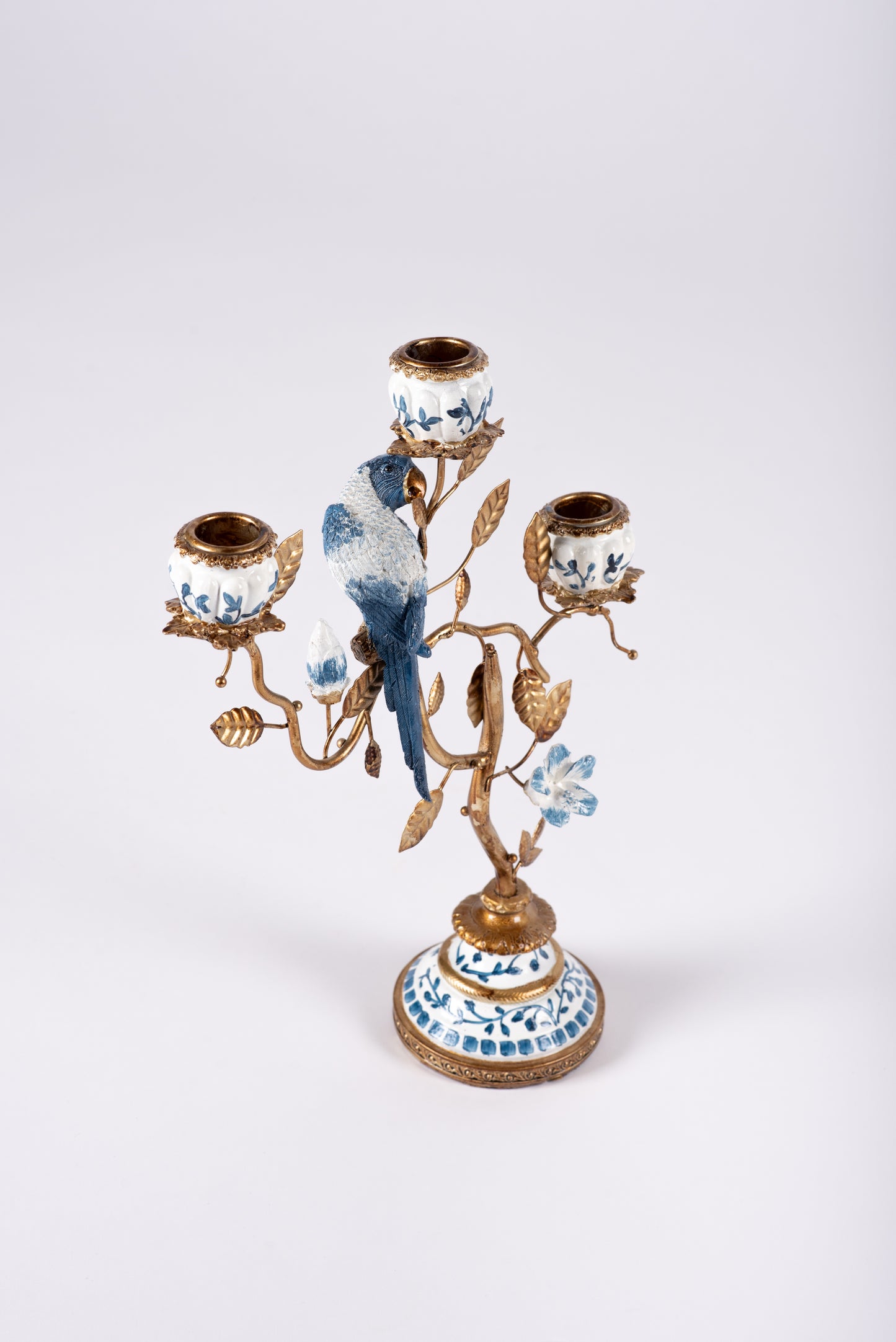 Blue Parrot Candleholder