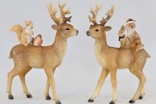 Polyresin Deer Figurines, Set of 2