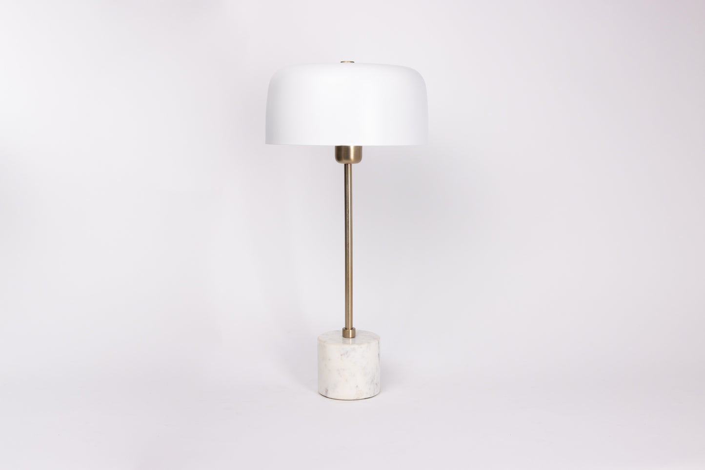 Table Lamp with White Color Metal Lamp Shade and Carrara Marble Base