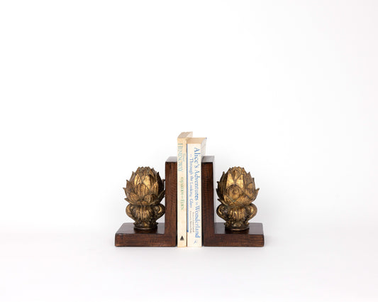 Polyresin Artichoke Bookend in Gold - Pair