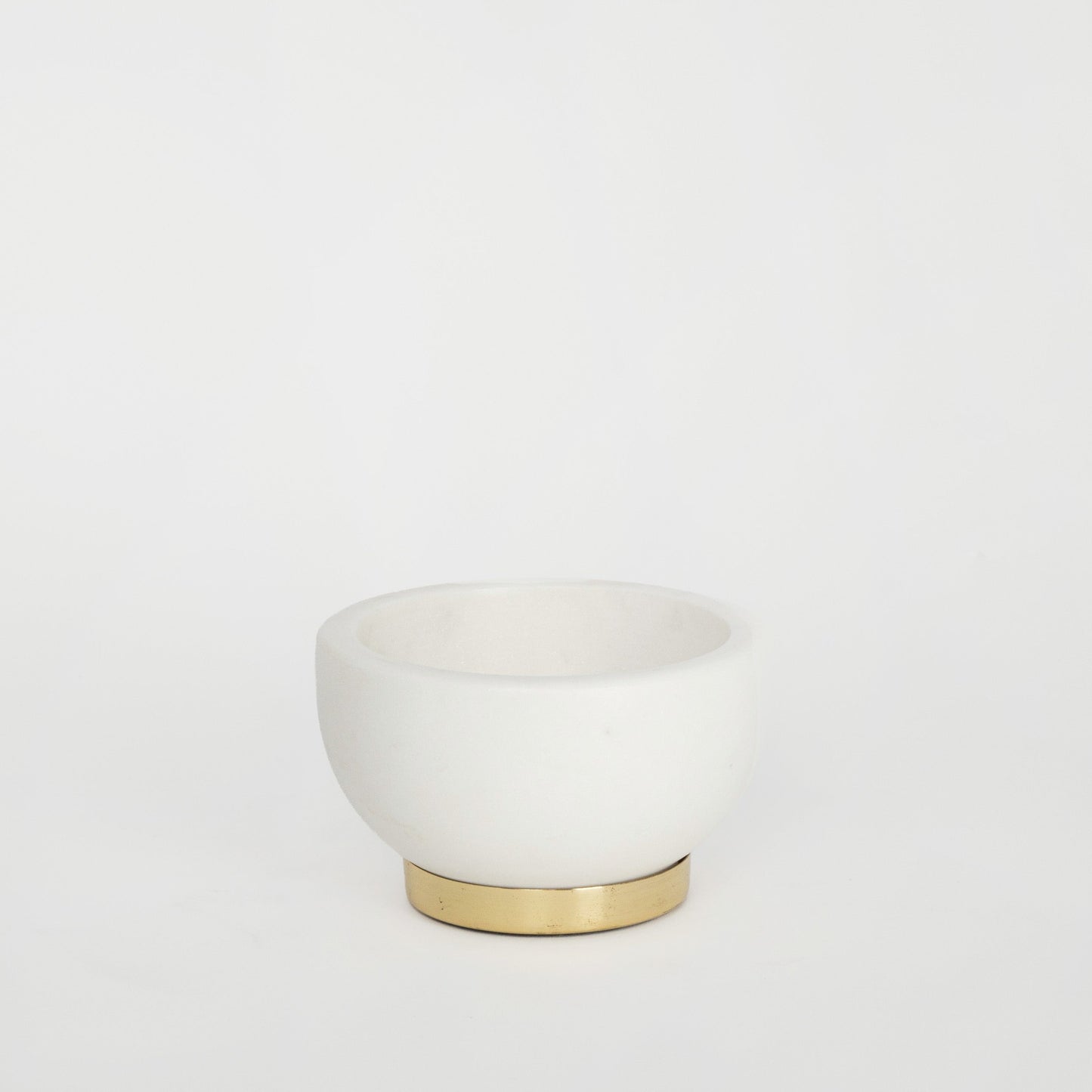 Solid Natural Carrara Marble Bowl With Gold Base - Small