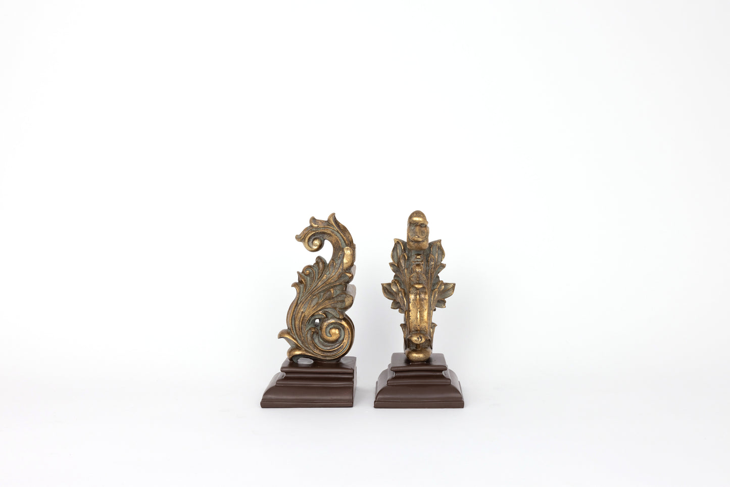 Polyresin Scroll Bookend in Antique Gold - Pair