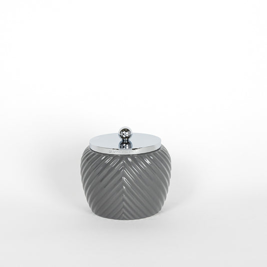 Medium Grey Ceramic Bathroom Accessory - Jar