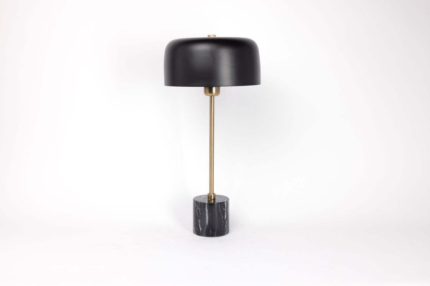 Table Lamp with Black Color Metal Lamp Shade and Black Marble Base