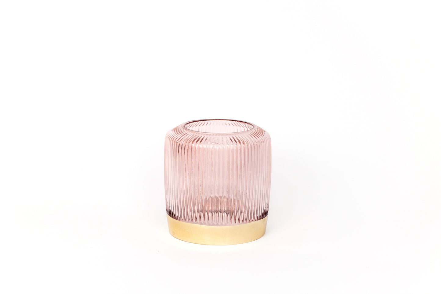 Soft Pink Glass Vase with Gold Base