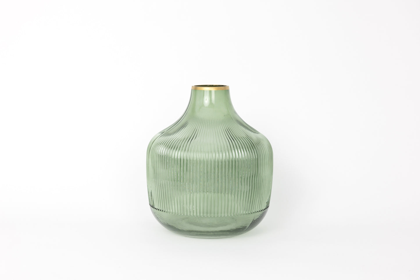 Sage Green Glass Vase with Gold Detail - Medium