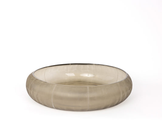 Contemporary Smoke Grey Mouthblown Glass Bowl