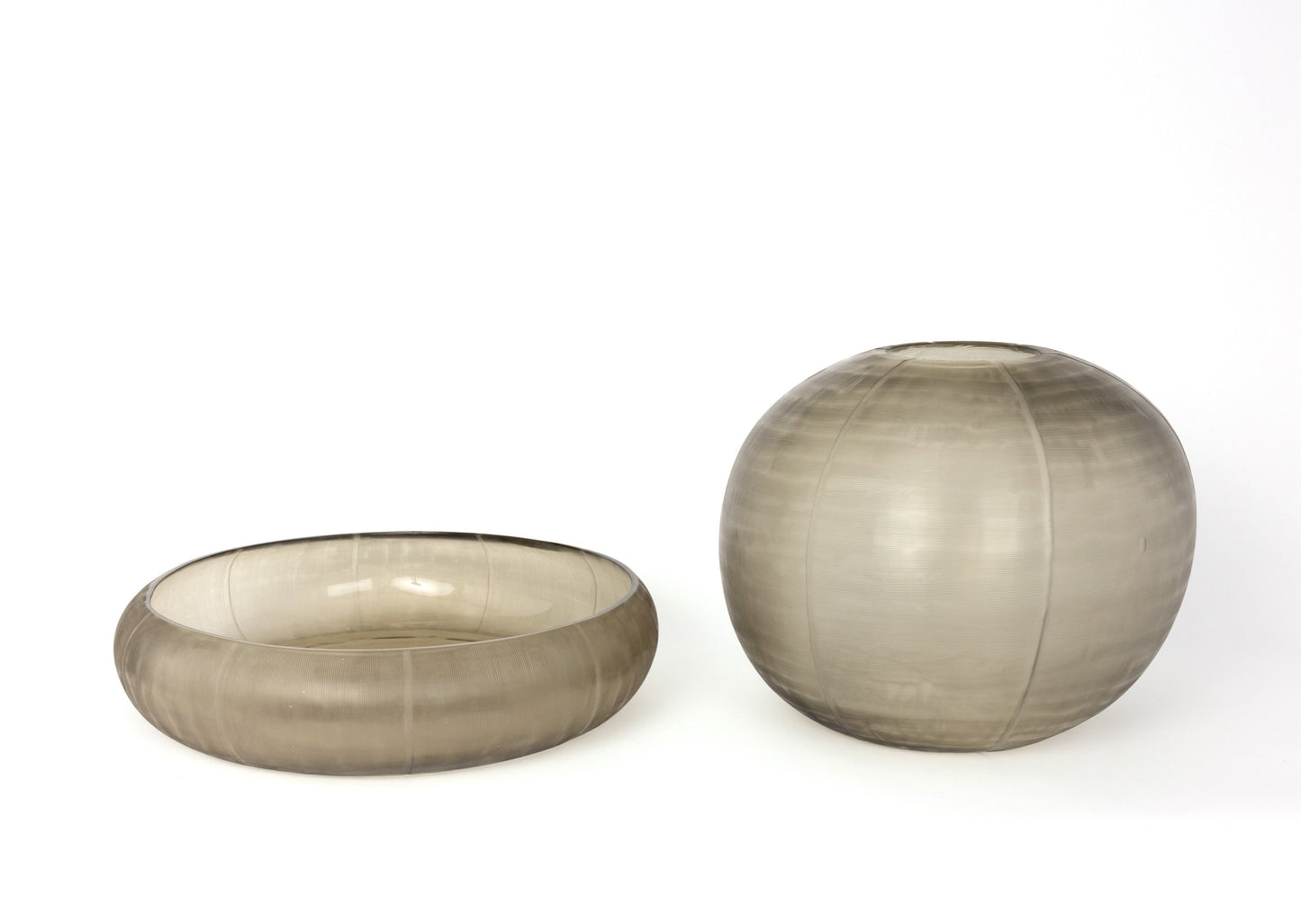 Contemporary Smoke Grey Mouthblown Glass Bowl