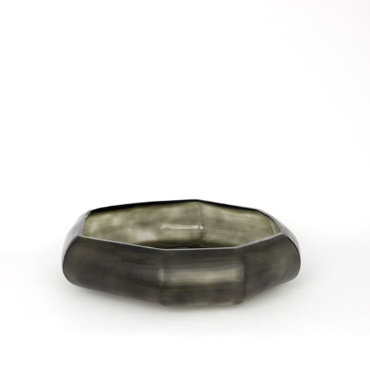 Contemporary Smoke Grey Mouthblown Glass Bowl