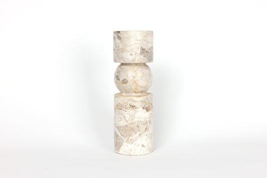 Solid Natural Travertine Marble Candlestick - Large