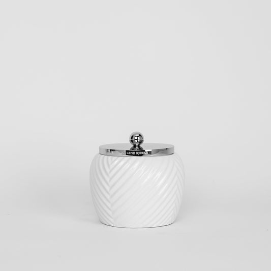 White Ceramic Bathroom Accessory - Jar