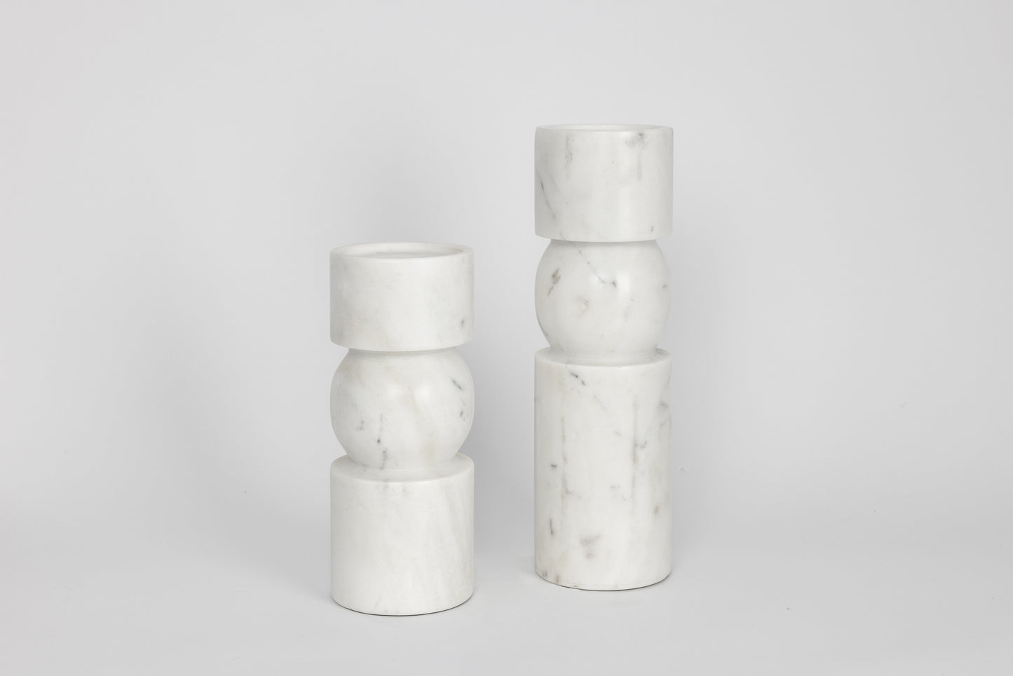 Solid Natural Carrara Marble Candlestick - Small