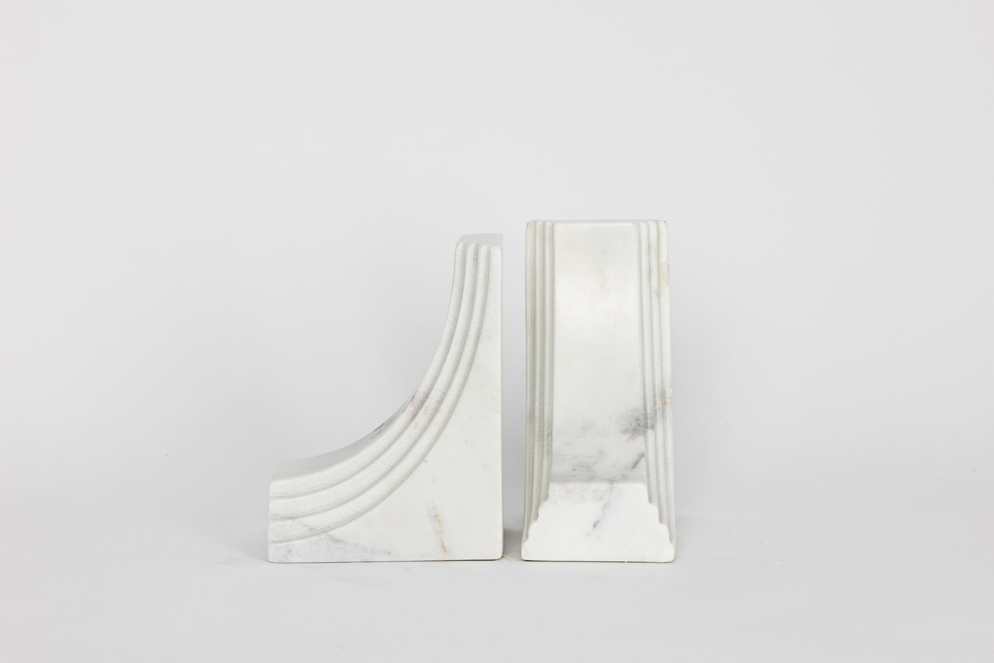 Solid Natural Carrara Marble Bookends - Pair