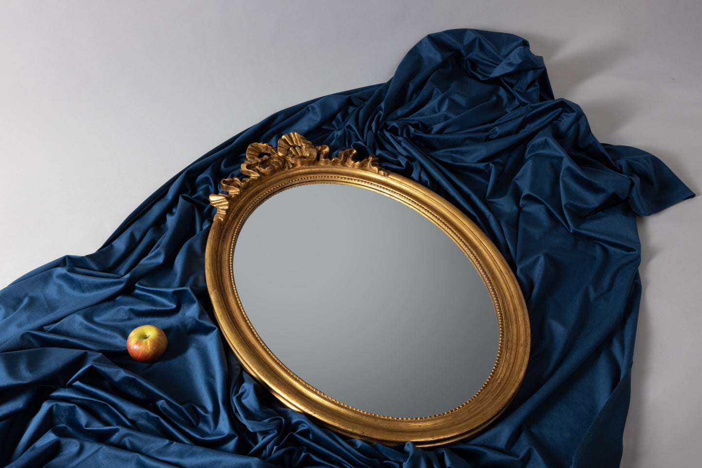 Oval Mirror with Wooden Frame in Gold