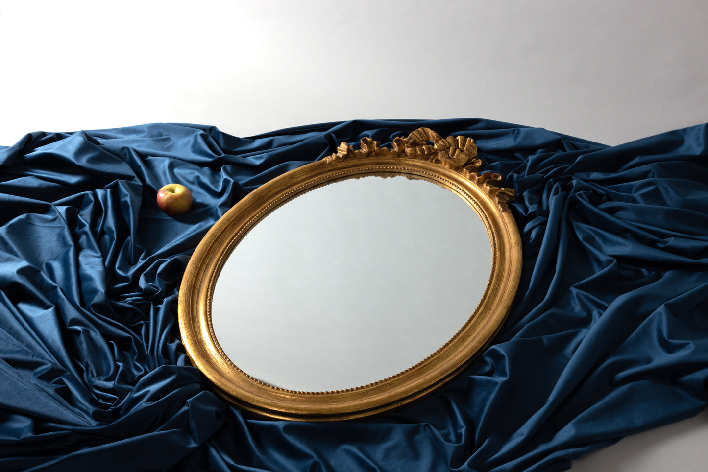 Oval Mirror with Wooden Frame in Gold