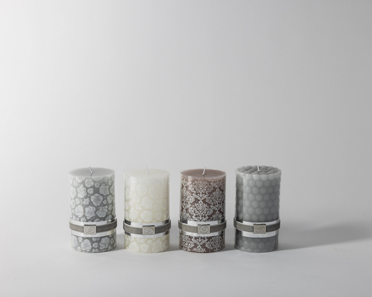 Dots Decorative Paraffin Pillar Candle in Light Grey - Short