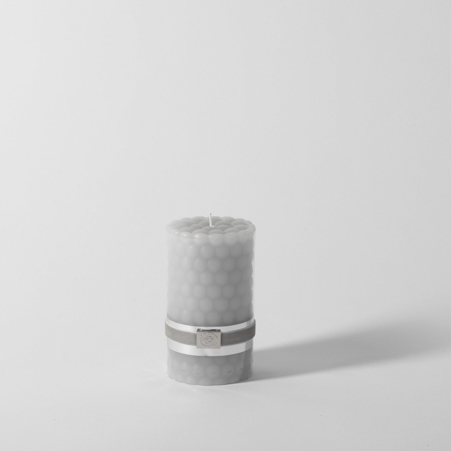 Dots Decorative Paraffin Pillar Candle in Light Grey - Short