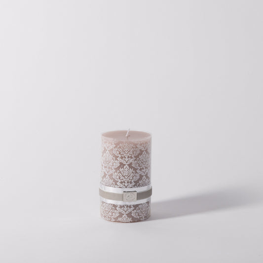 Medallion Decorative Paraffin Pillar Candle in Bark - Short