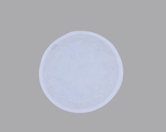 Arch Round Placemat - White Linen, Set of 4