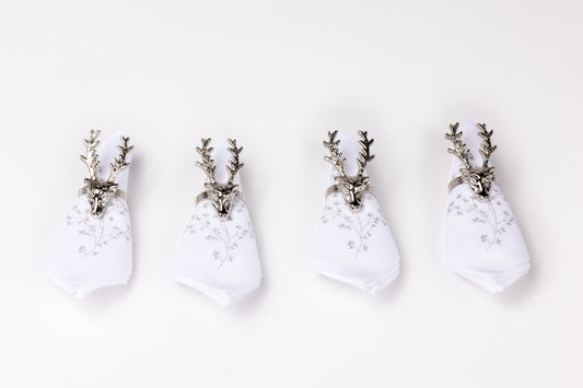 Deer Napkin Rings in Nickel-Plated Iron, Set of 4