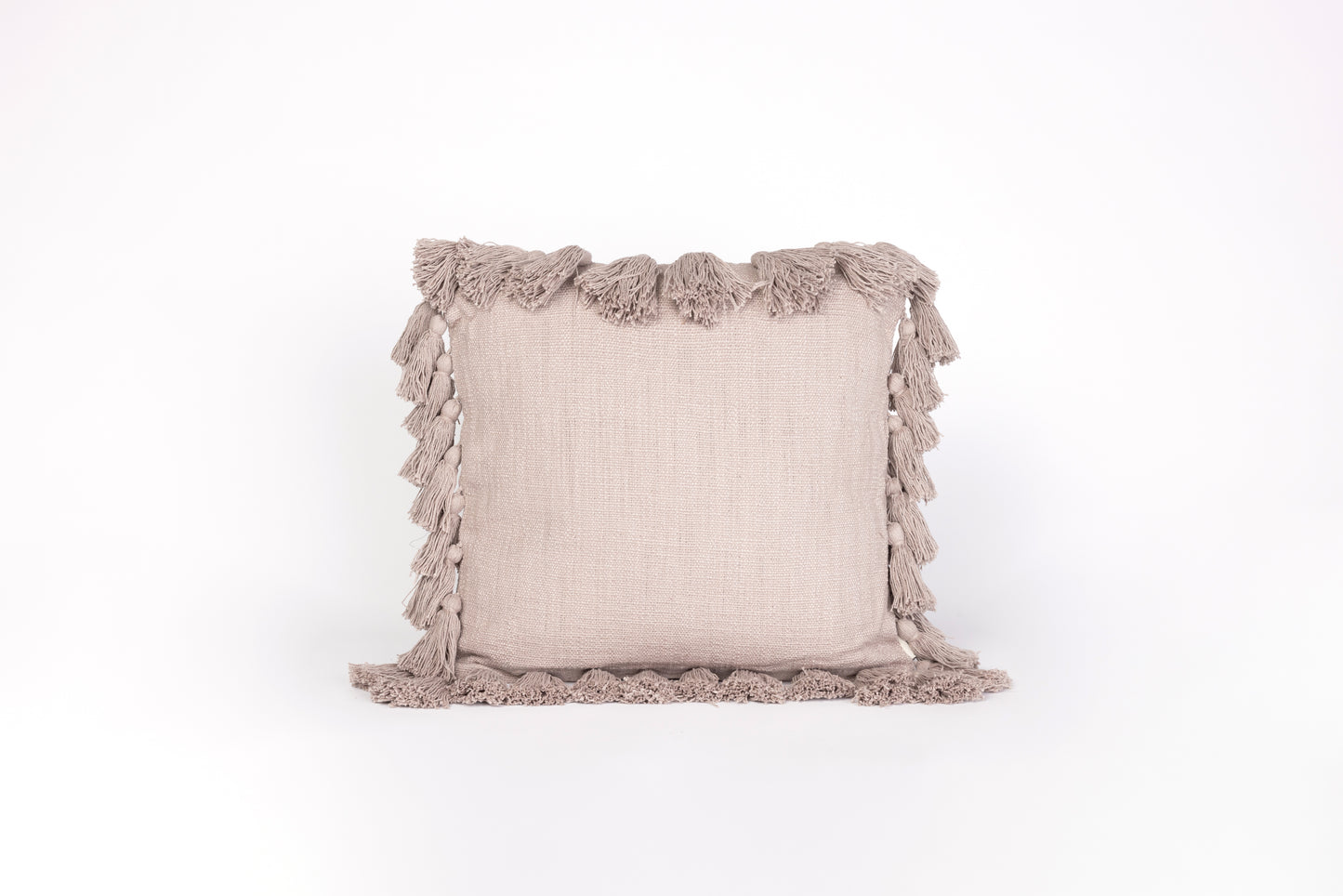 Cotton Grey Cushion with Tassels