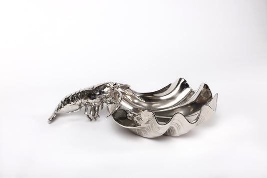 Large Bowl with Lobster Detail in Nickel-Plated Aluminum