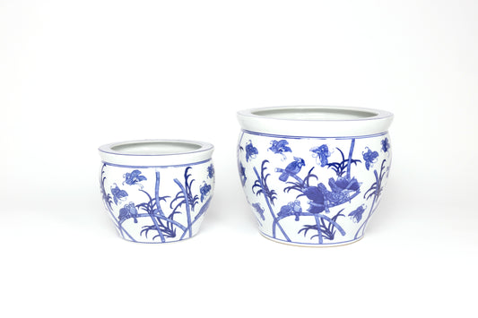 Delft Blue Porcelain Planter - Set of Two