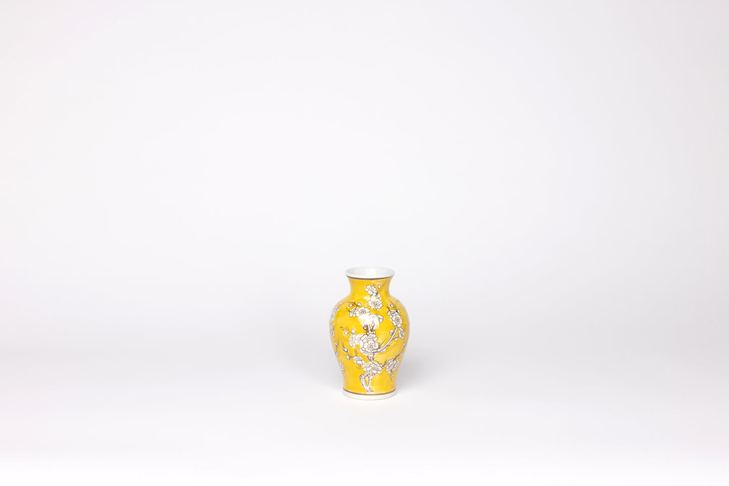 Yellow Chinoiserie Porcelain Vase - Medium