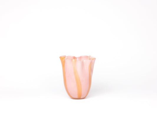 Pink and Peach Stripes Glass Vase - Small