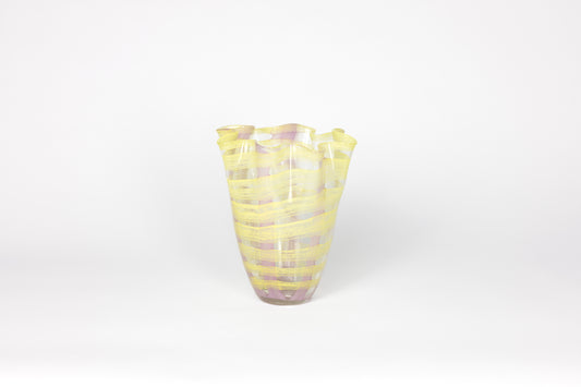 Yellow and Pink Swirls Glass Vase - Medium