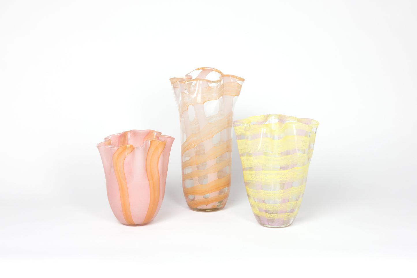 Yellow and Pink Swirls Glass Vase - Medium