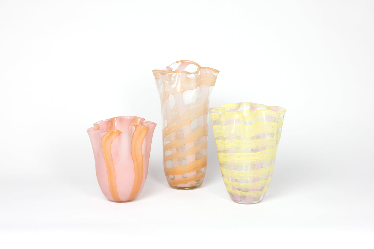 Pink and Peach Stripes Glass Vase - Small