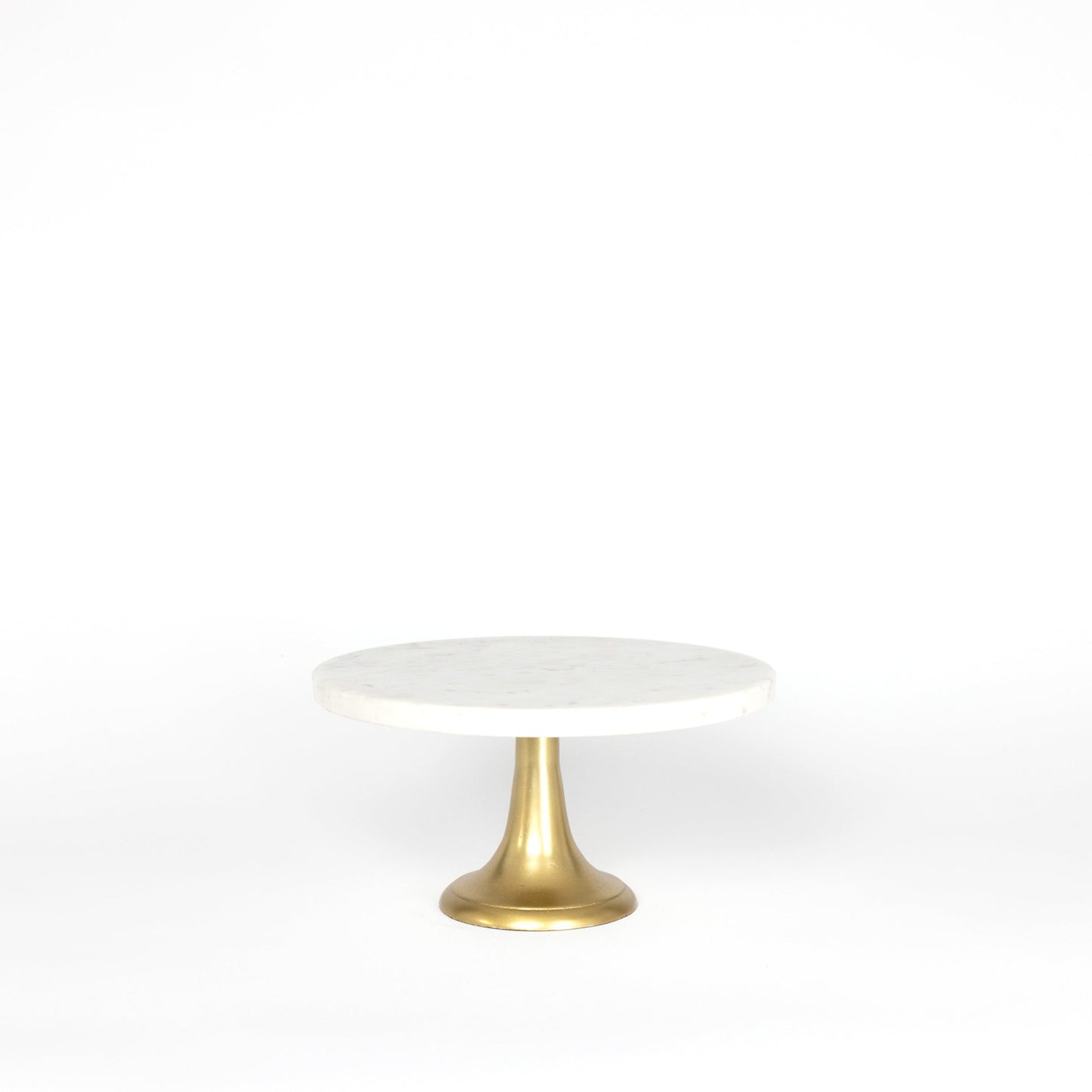 Cake Stand in White Marble with Gold Base - Medium